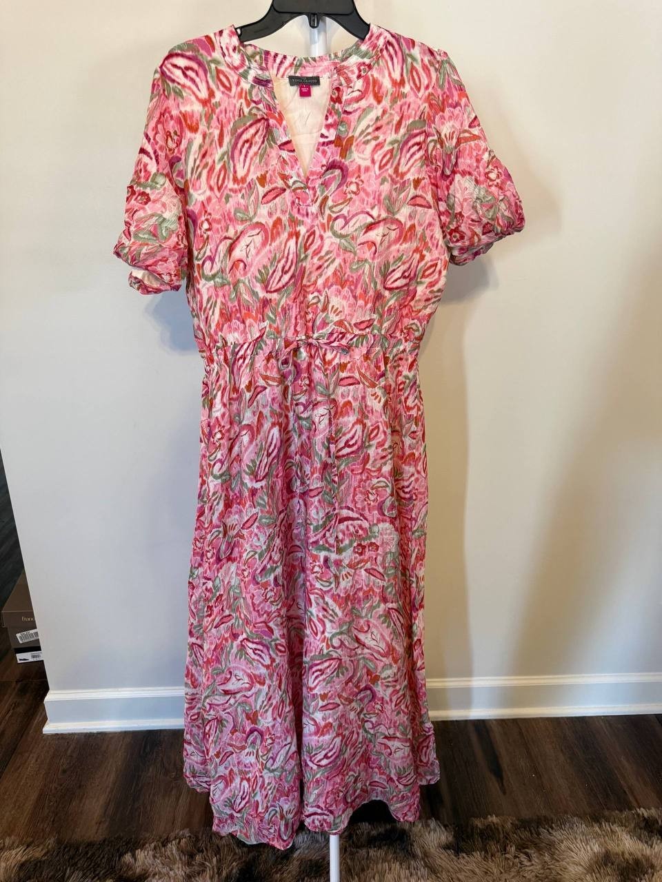 Vince Camuto Printed Puff‑Sleeve Maxi Dress – Size L – NWT – $109