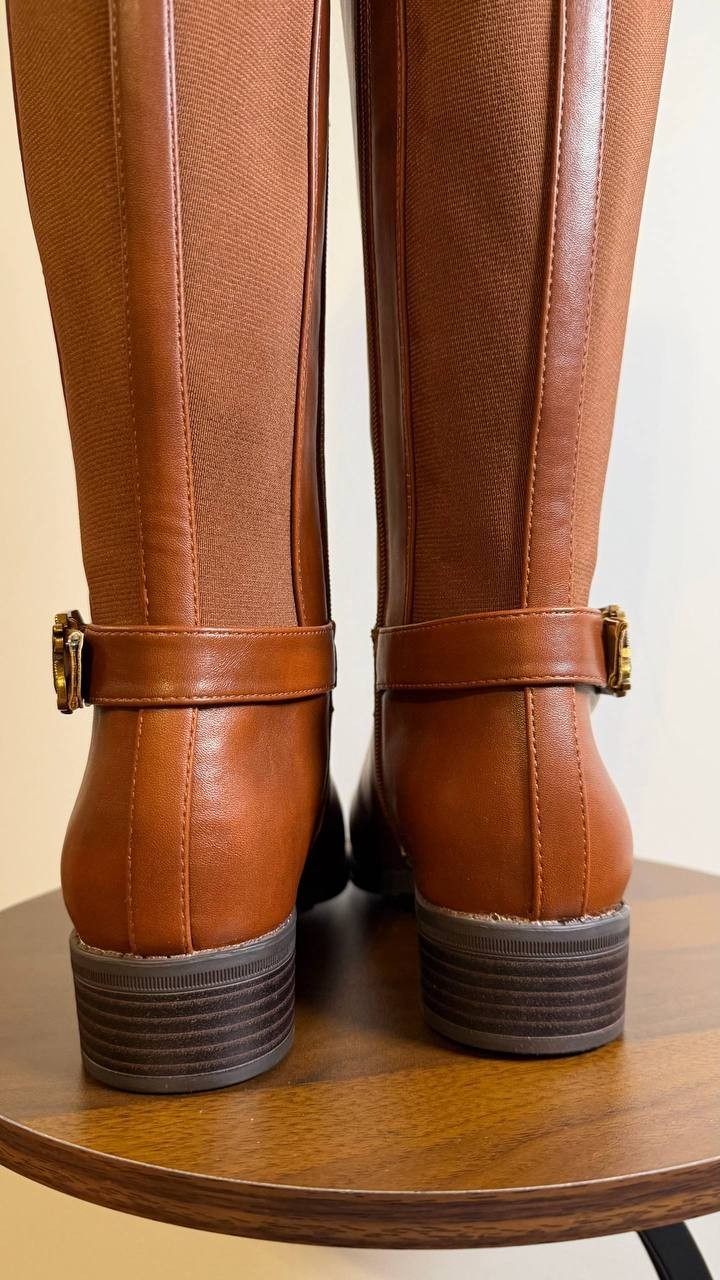 Sam & Libby Percy Boots 9 Hazelnut Man‑Made Knee‑High Riding Round Toe NIB