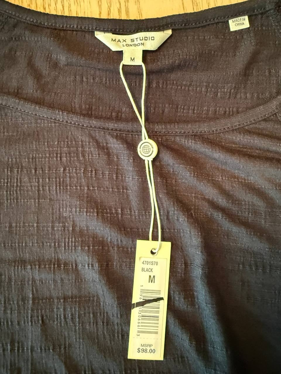 Max Studio Black Ruffle Sleeve Blouse - Square Neck, Women's M, Lightweight