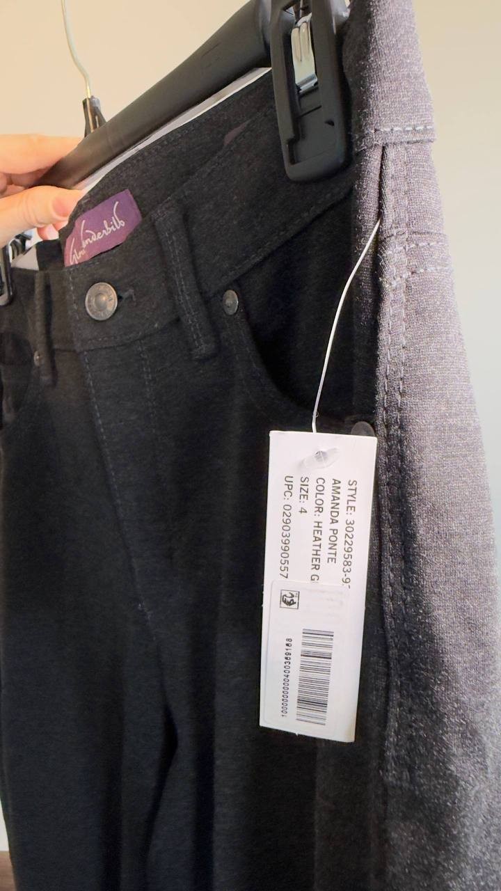 Gloria Vanderbilt Amanda Ponte High‑Rise Pants Heather Grey 4 NWT $54