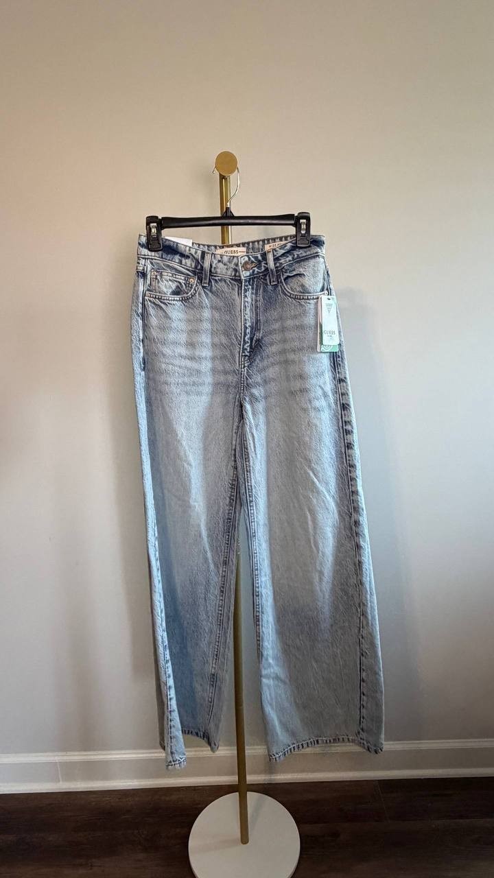 Guess Eco Bellflower Wide‑Leg Flared Jeans Blue 26x32 NWT $118