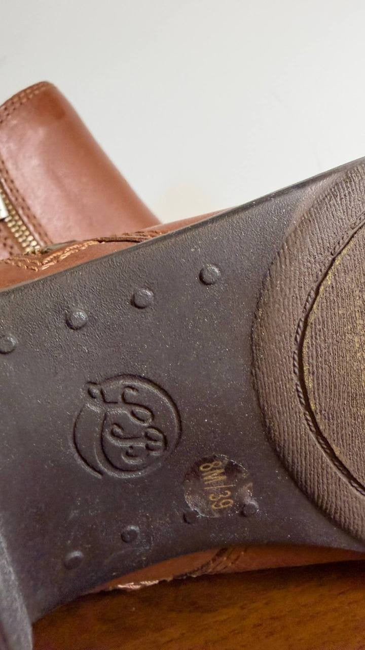 Lucky Brand Basel Booties 8M Toffee Leather Almond Toe Dual Zip NIB msrp$129