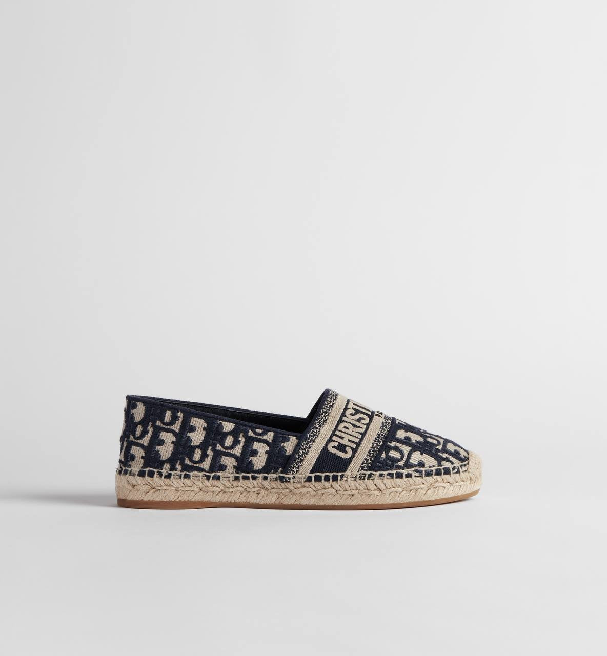Dior  Granville  Espadrille  Deep Blue  Oblique  Cotton  38 B  Pre‑owned 