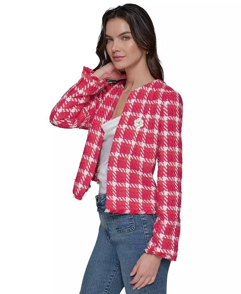 Karl Lagerfeld Paris Women’s Open‑Front Tweed Jacket Red White 8P $179 NWT