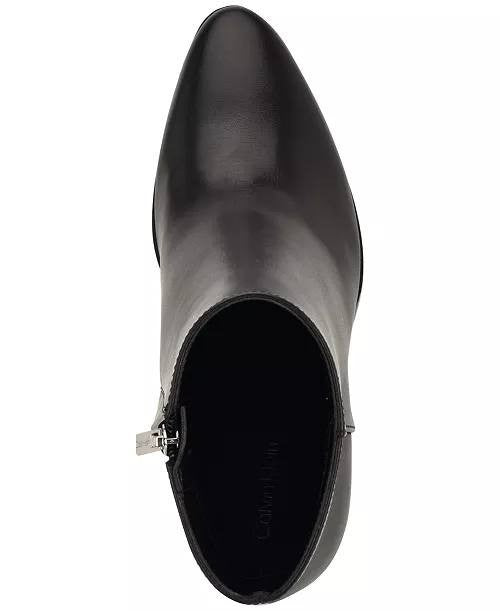 Calvin Klein Black Leather Block Heel Booties 9M New in Box MSRP $189