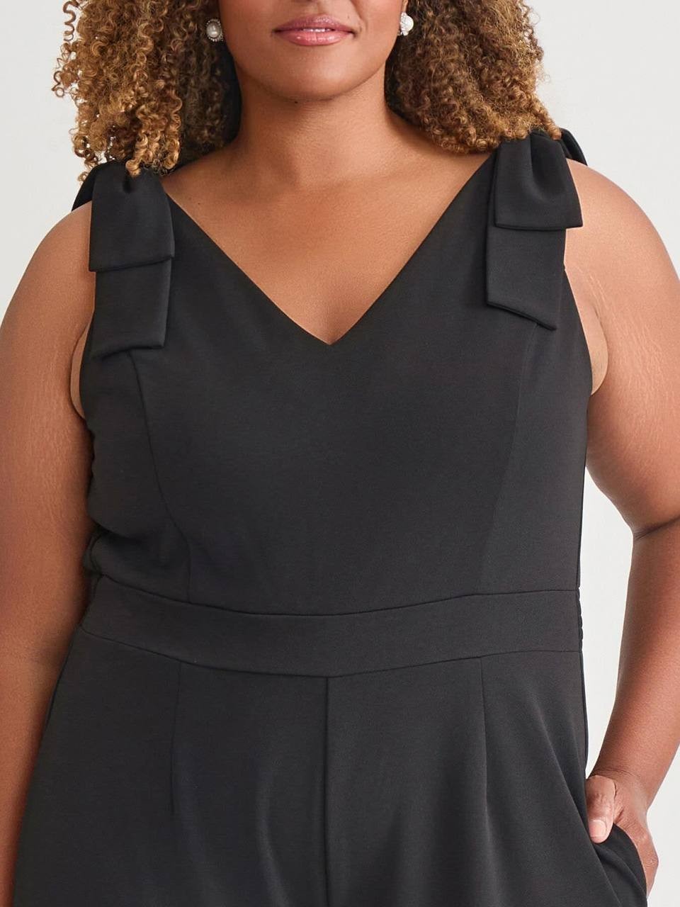 Kasper Plus Tie Strap Jumpsuit Black Size XL NWT $119 – Elegant Chic