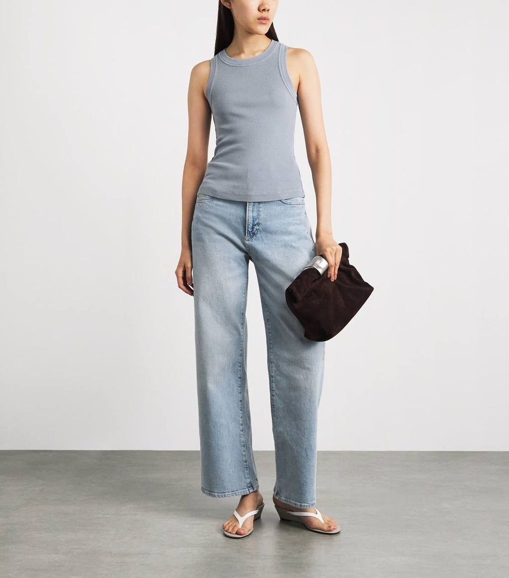 Citizens of Humanity Ribbed Isabel Tank Top S Blue Grey NWT $145