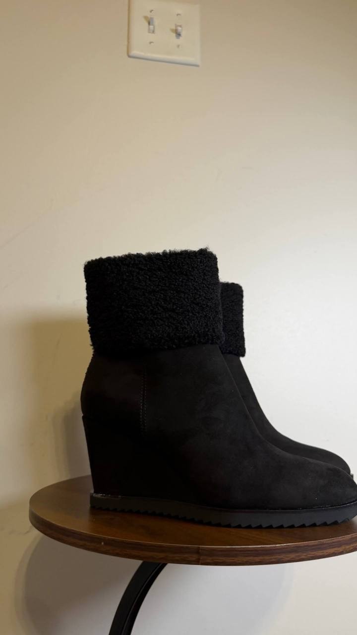 DKNY Black Synthetic Wedge Booties 8M New in Box MSRP $99