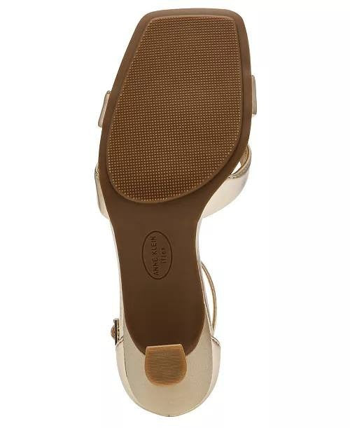 Anne Klein Gold Man‑Made Ankle Strap Dress Sandals 7M New in Box $79