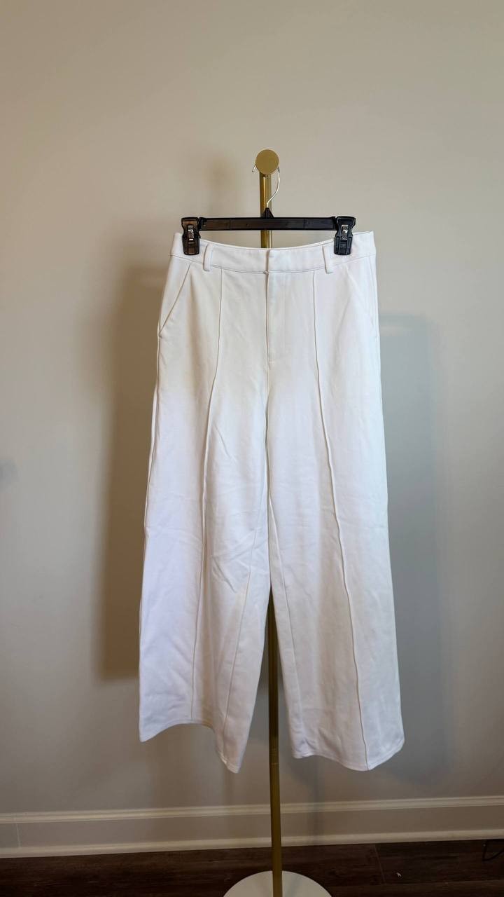 Bar III High Waist Wide Leg Pants White Size PM NWT $59.50