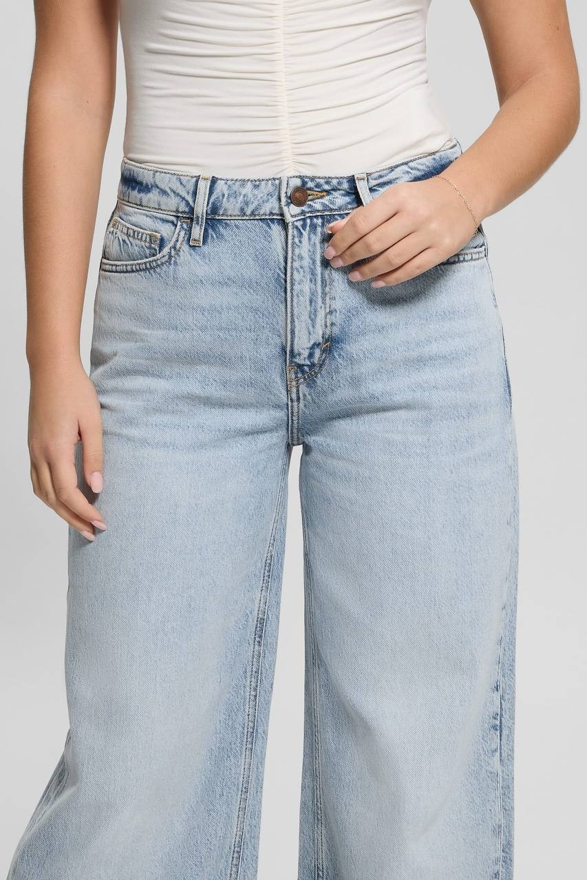 Guess Eco Bellflower Wide‑Leg Jeans Jersey Blue 27x32 NWT $118