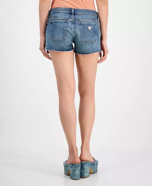 Guess Eco Lace‑Trimmed Denim Katie Shorts Blue 31 NWT $98