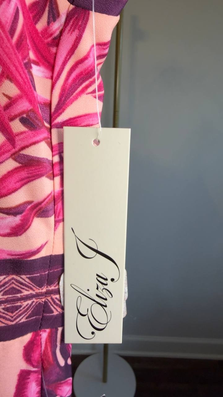 Eliza J Mixed‑Print One‑Shoulder Tiered Midi Dress Floral Multi 4 NWT $158