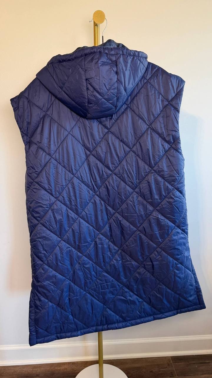 White Mark Plus Size Diamond Quilted Hooded Puffer Vest Blue 2XL NWT $104