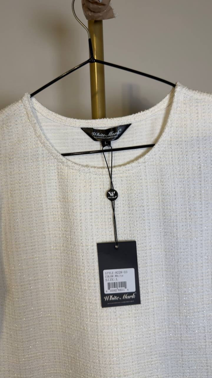White Mark Women’s Tweed Fit & Flare Dress White L NWT $88