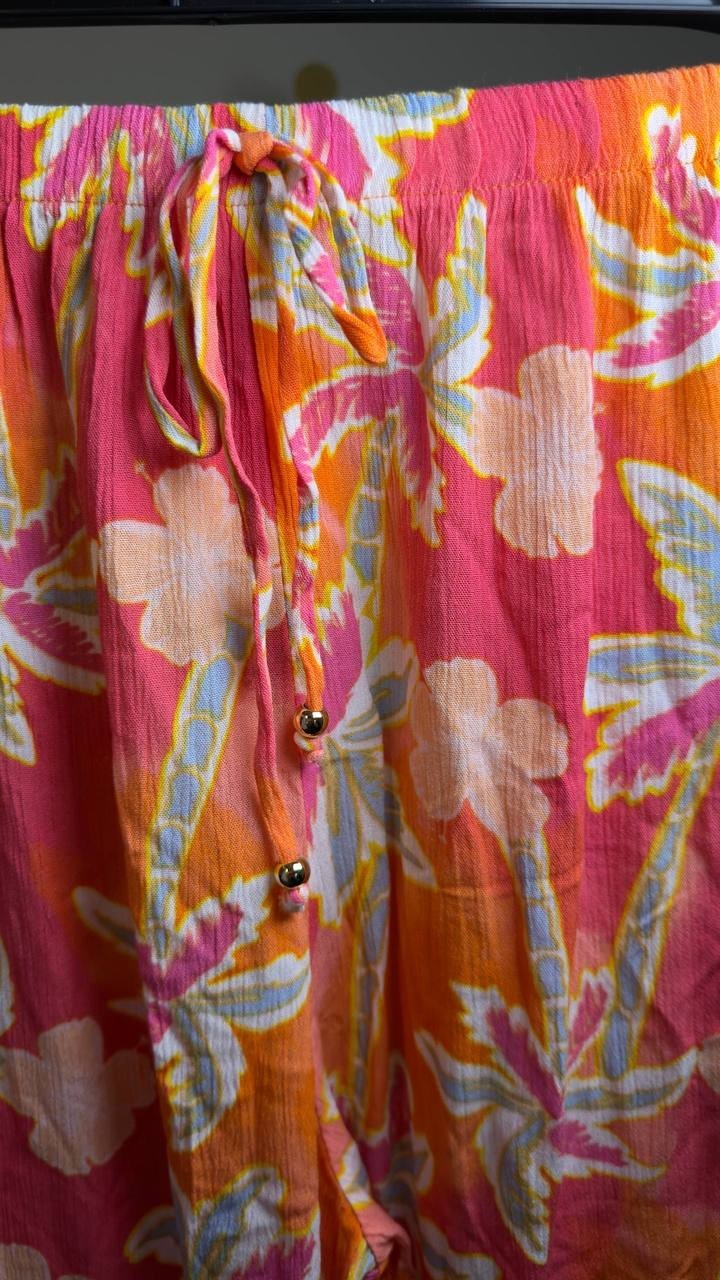 Miken Swim Palm Slit Cover‑Up Romper Palm Multi Multi L NWT $34
