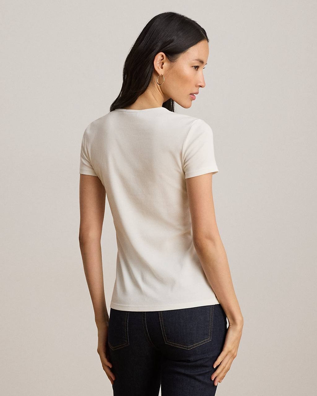 Lauren  Ralph  Lauren  Women’s  Stretch  Cotton  Tee  White  L  NWT  $55