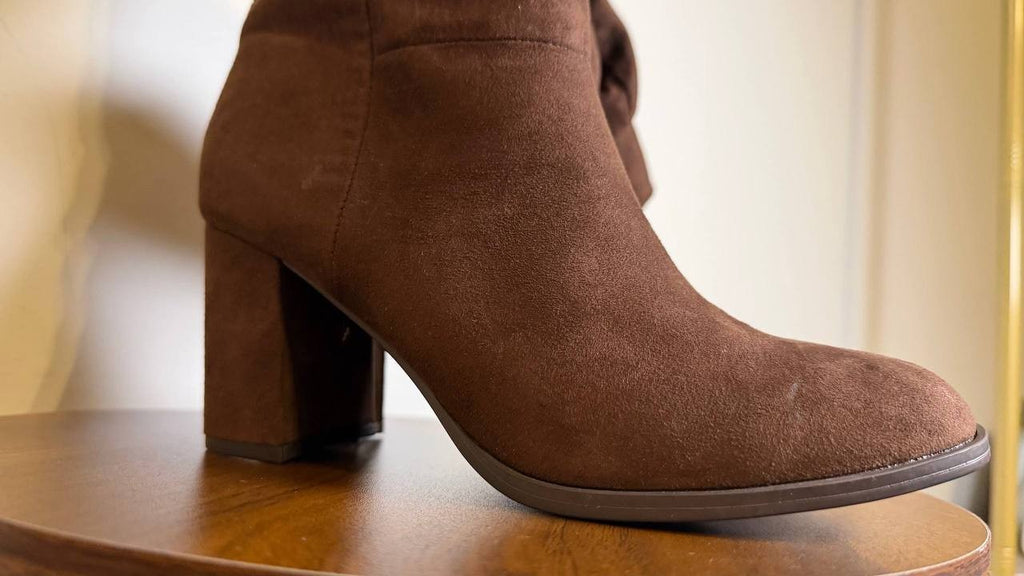 Style&Co Reneee Boots 7.5M Dark Roast Scrunch Mid‑Shaft Block Heel NIB msrp$89