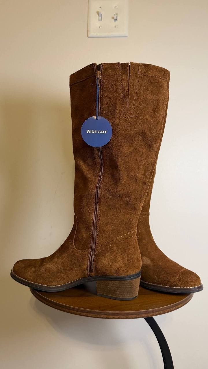 White Mountain Altitude Boots 7W Hazel Suede Knee‑High  Zip NIB msrp$149