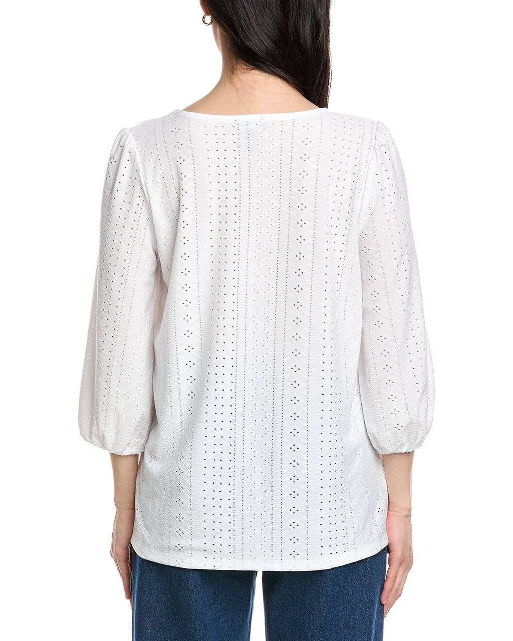 Jones New York Petite 3/4-Sleeve Pull-On Top Natural White PL NWT $79.50