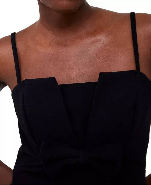 French Connection Whisper Bow-Trim Dress L Black NWT $138