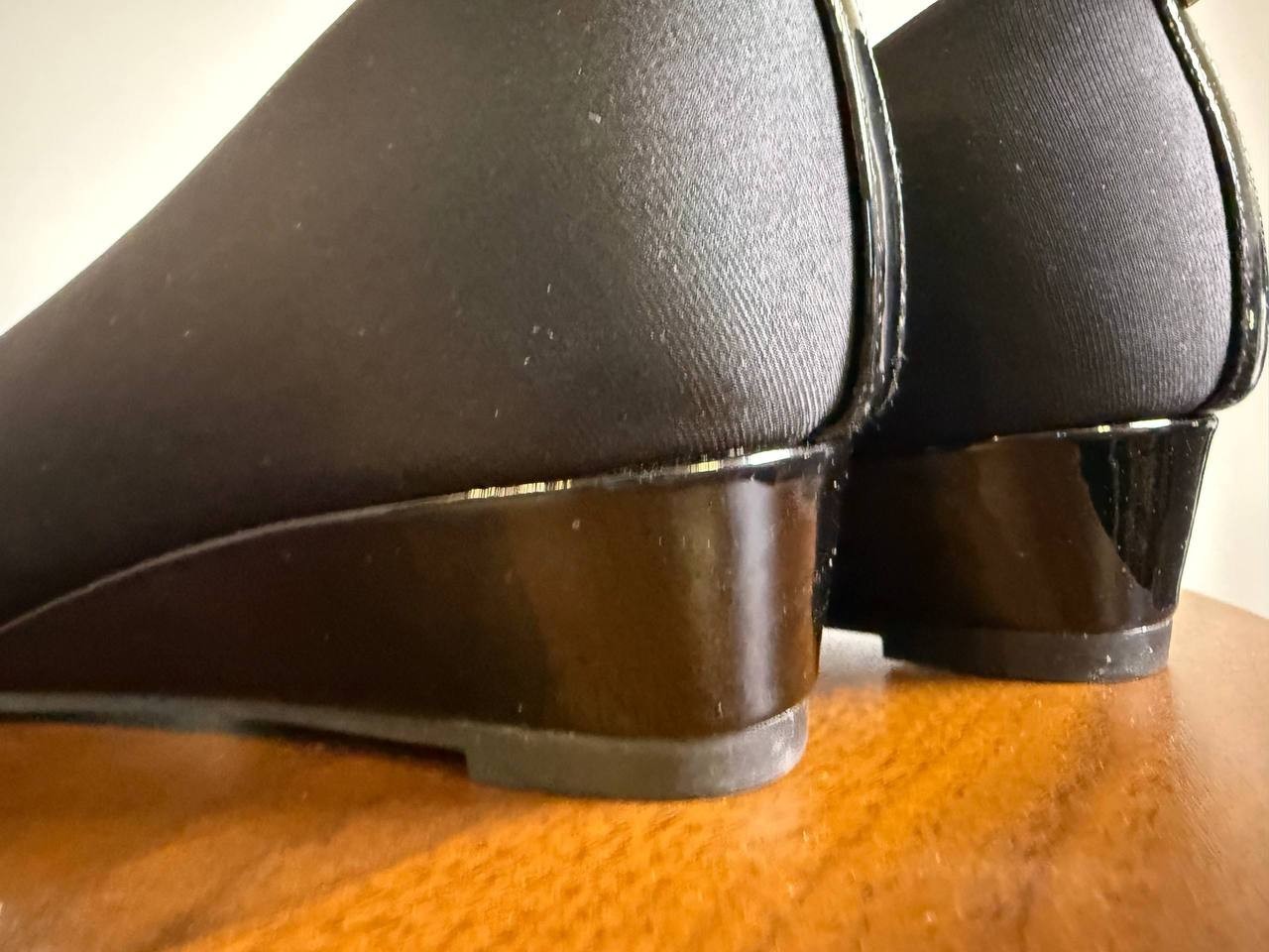 Jones New York Junelle Cap‑Toe Wedge Flats–Black–Size 6.5M–Leather–New in Box
