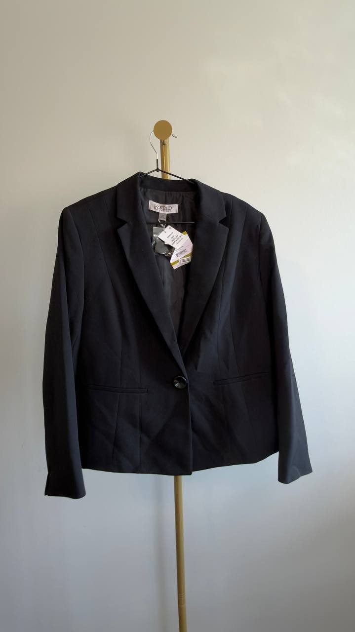 Kasper Women’s Stretch Crepe One Button Blazer Black 14P NWT $99