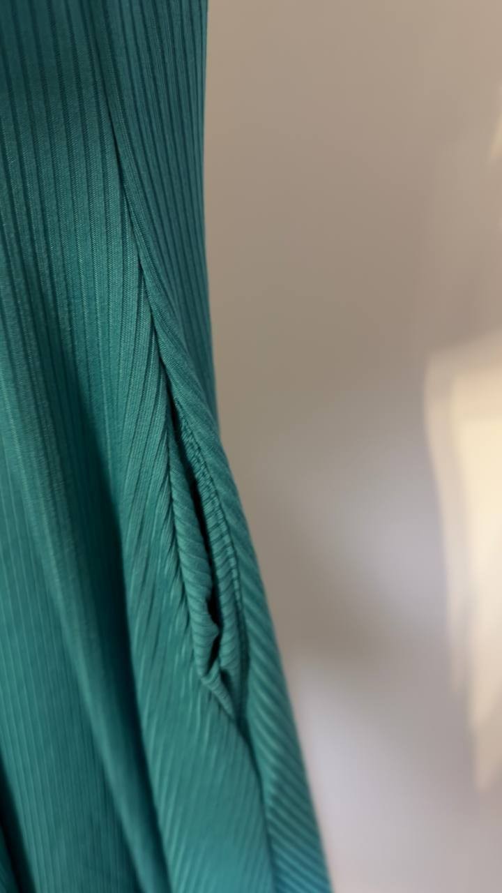 24Seven Comfort Curvy Ribbed Knit Scoop Neck A‑Line Midi Dress Jade 1X NWT $43