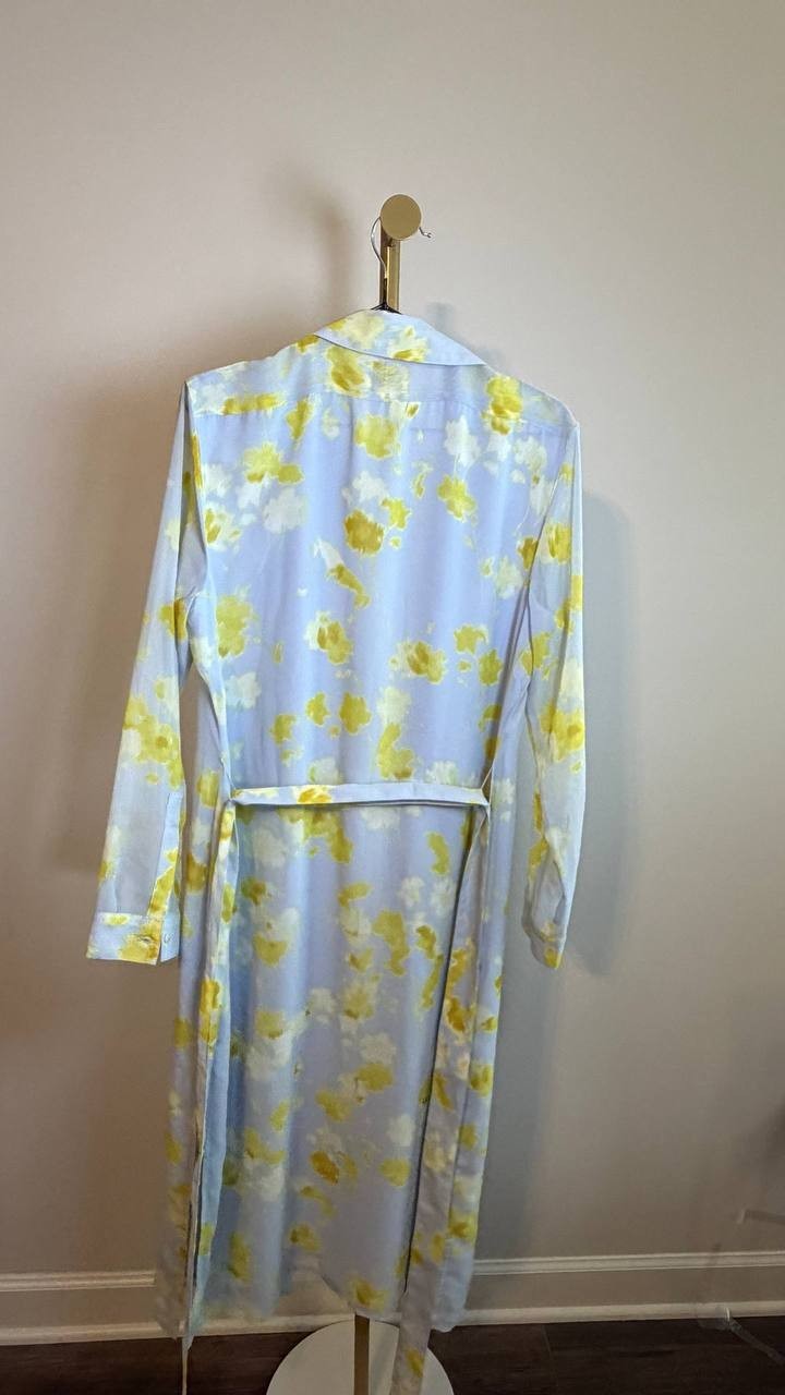 Calvin Klein Jeans Women’s Printed Chiffon Belted Shirtdress Blue M NWT $149