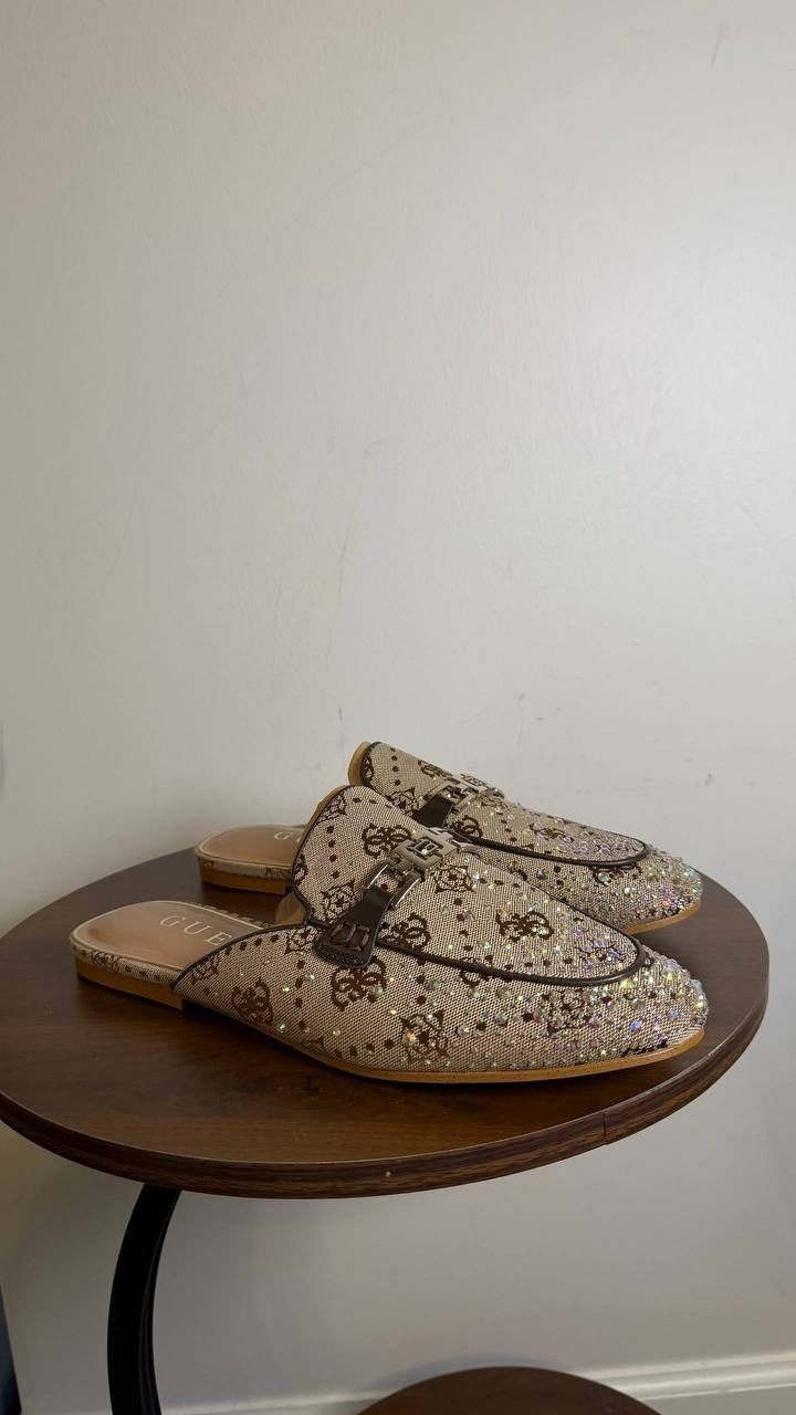 Guess Medium Brown Textile Mule Loafers 9M NIB MSRP $119