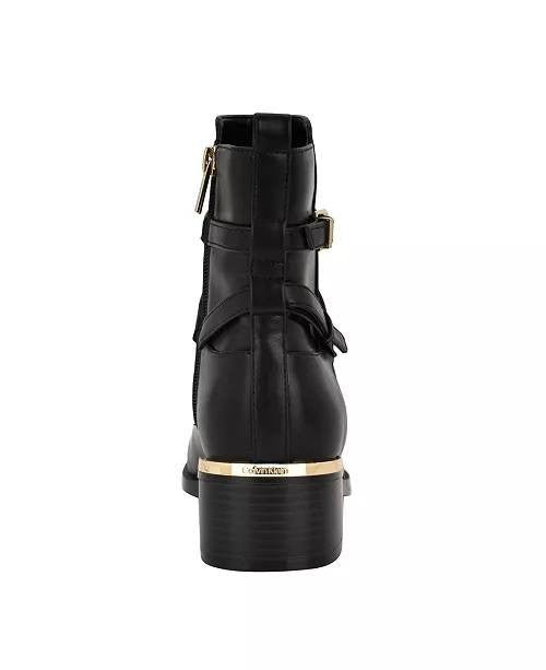 Calvin Klein Black Man‑Made Block Heel Booties 8.5M NIB MSRP $139