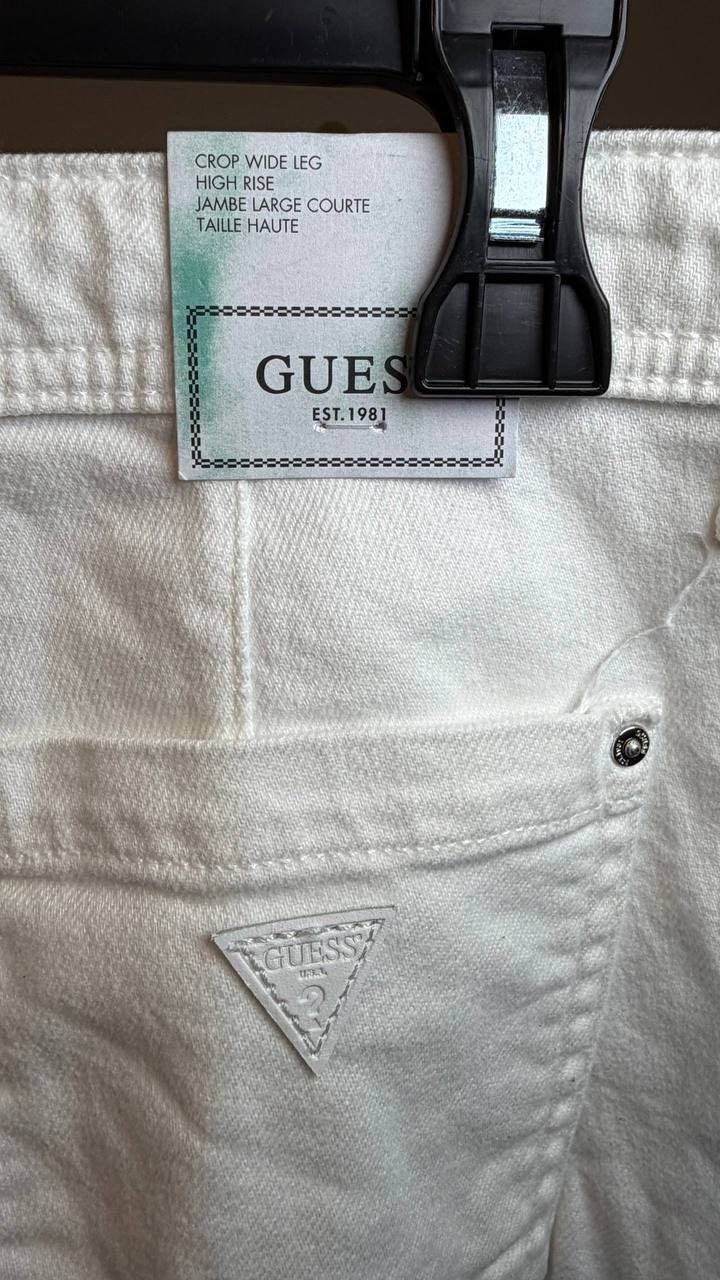 Guess Eco Zoya Cropped Wide Jeans White 25x27 NWT $128