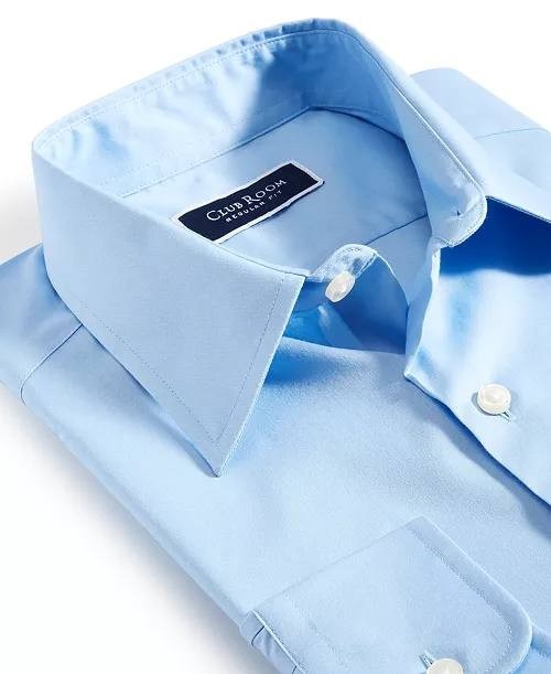 Club Room Men’s Regular‑Fit Dress Shirt Spa Retreat Light Blue L $50 NWT