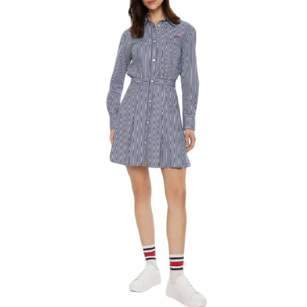 Tommy Jeans Women’s Pinstripe Poplin Shirt Dress White/Blue M NWT $99.50