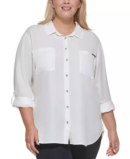 Calvin Klein Plus Utility Shirt – White, Size 3X
