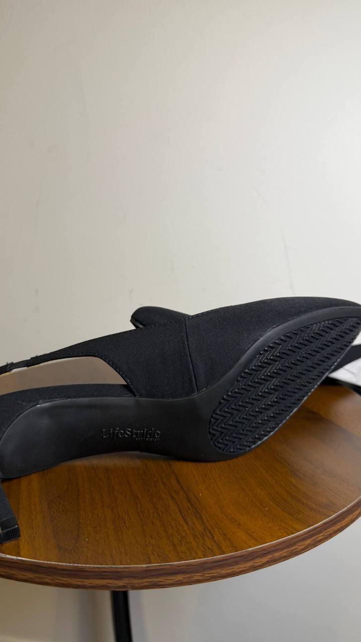 LifeStride Black Microfiber Slingback Pumps 9M New in Box MSRP $79.99