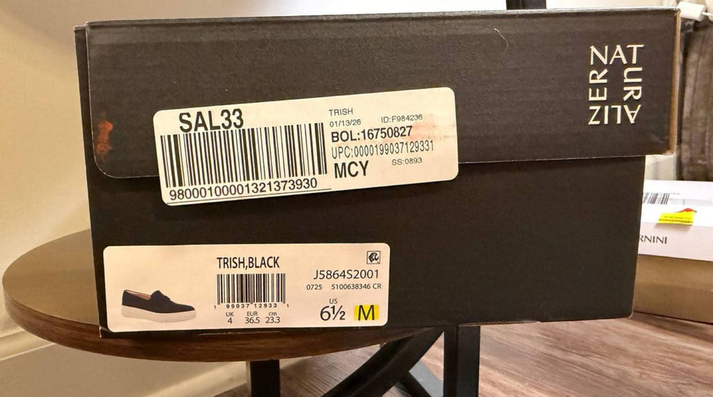 Naturalizer Trish Sneakers 6.5M Black Faux Leather Slip‑On Comfort NIB msrp$110