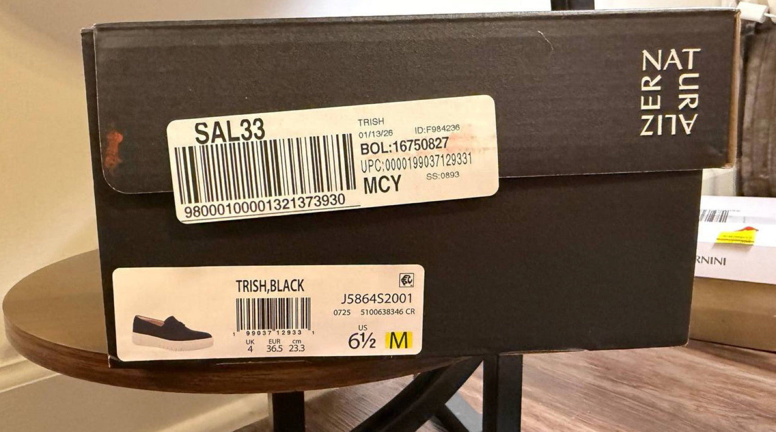 Naturalizer Trish Sneakers 6.5M Black Faux Leather Slip‑On Comfort NIB msrp$110