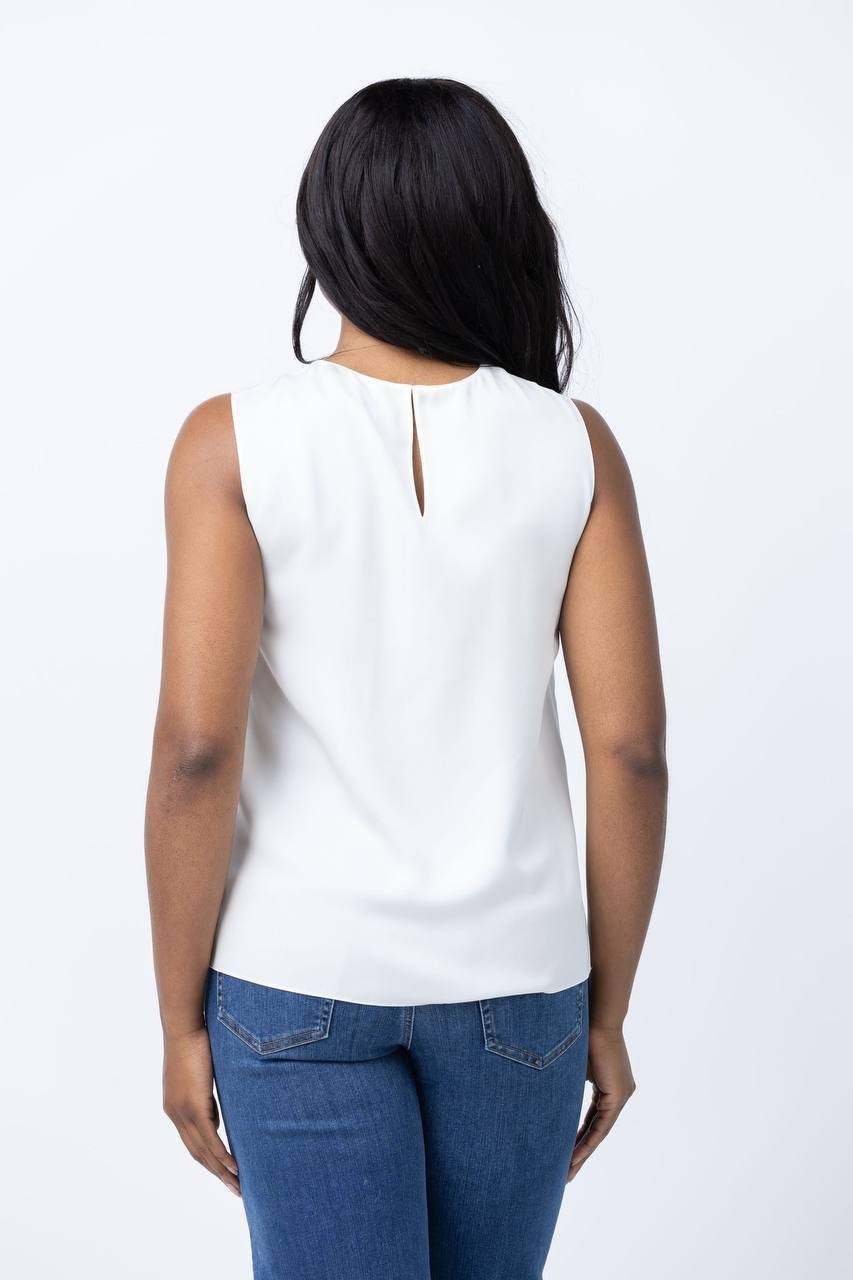 Theory Straight Shell Tank Top Ivory Silk Georgette Size S NWT$175 needs washing