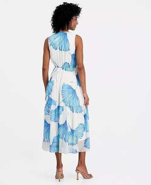 Signature by Robbie Bee Tiered Maxi Dress Cream/Blue 14 NWT $79