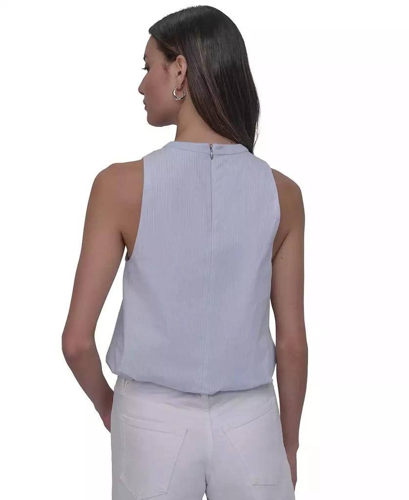 DKNY JEANS Striped Cotton Bubble‑Hem Sleeveless Top – Sky Blue– Size XL–NWT–$59