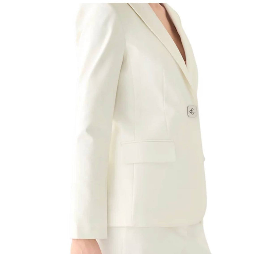 Calvin Klein One‑Button Shawl Collar Suit Jacket Cream 4P NWT $159