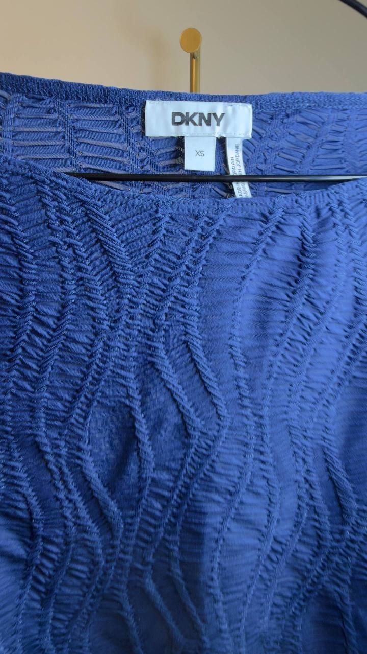 DKNY Texture Knit Top Cadet Blue XS NWT $69