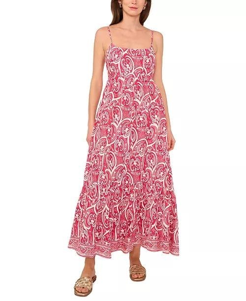 1.STATE Printed Sleeveless Maxi Dress White/Red M NWT $139