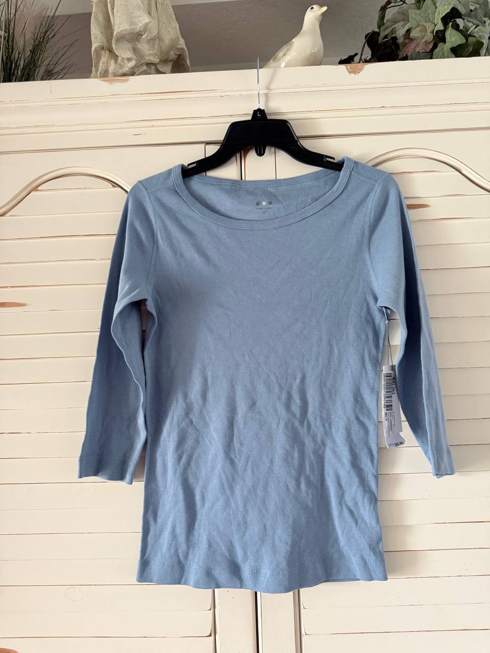 Three Dots British Tee Boatneck, Partly Cloudy, Size M, New with Tags NWT