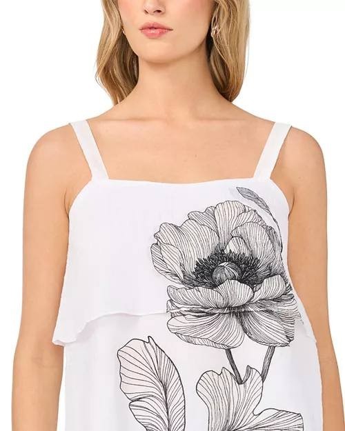 Vince Camuto Layered Square‑Neck Sleeveless Tank Ultra White S NWT $89