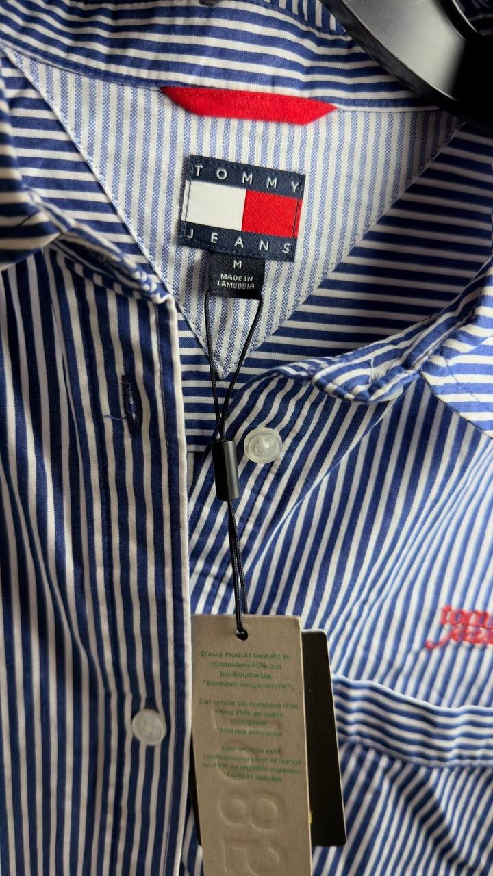Tommy Jeans Women’s Pinstripe Poplin Shirt Dress White/Blue M NWT $99.50
