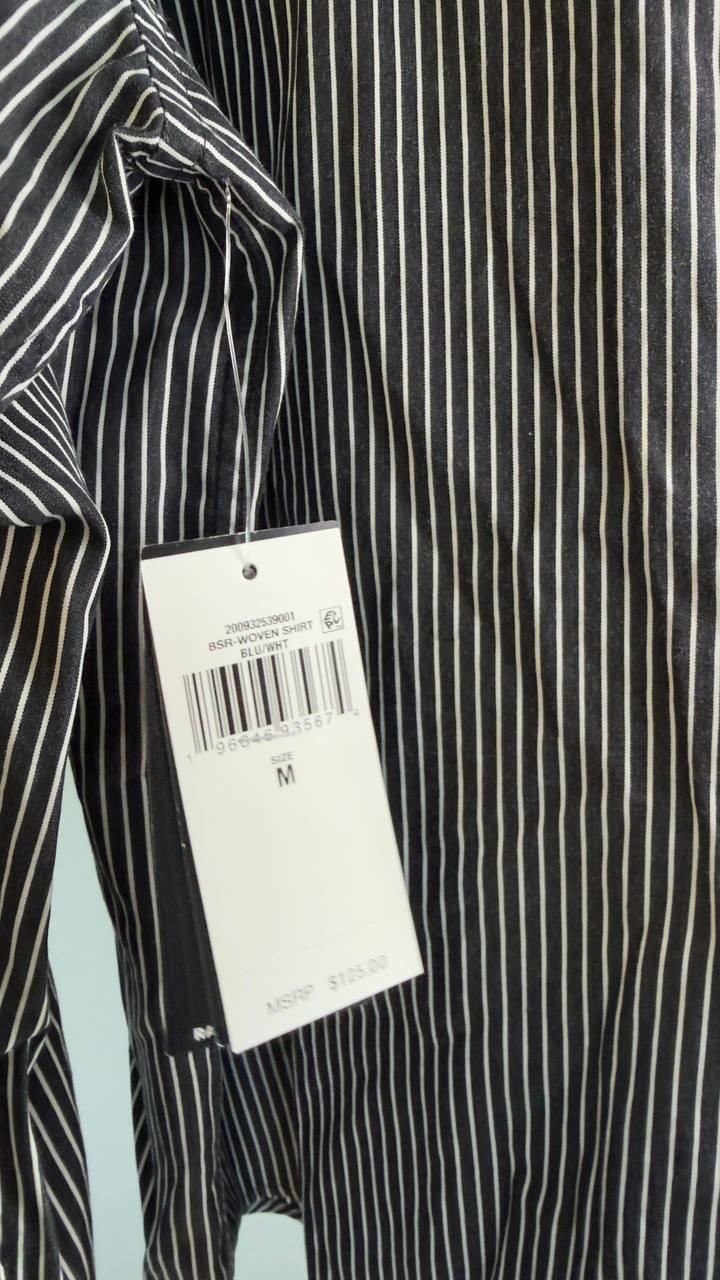 Lauren Ralph Lauren Classic Striped Cotton Shirt Black/White M NWT $125