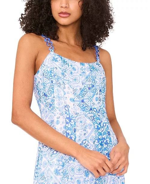 CeCe L'amour Godet Maxi Dress Chainlink Straps, Abstract Print, Size 6, NWT