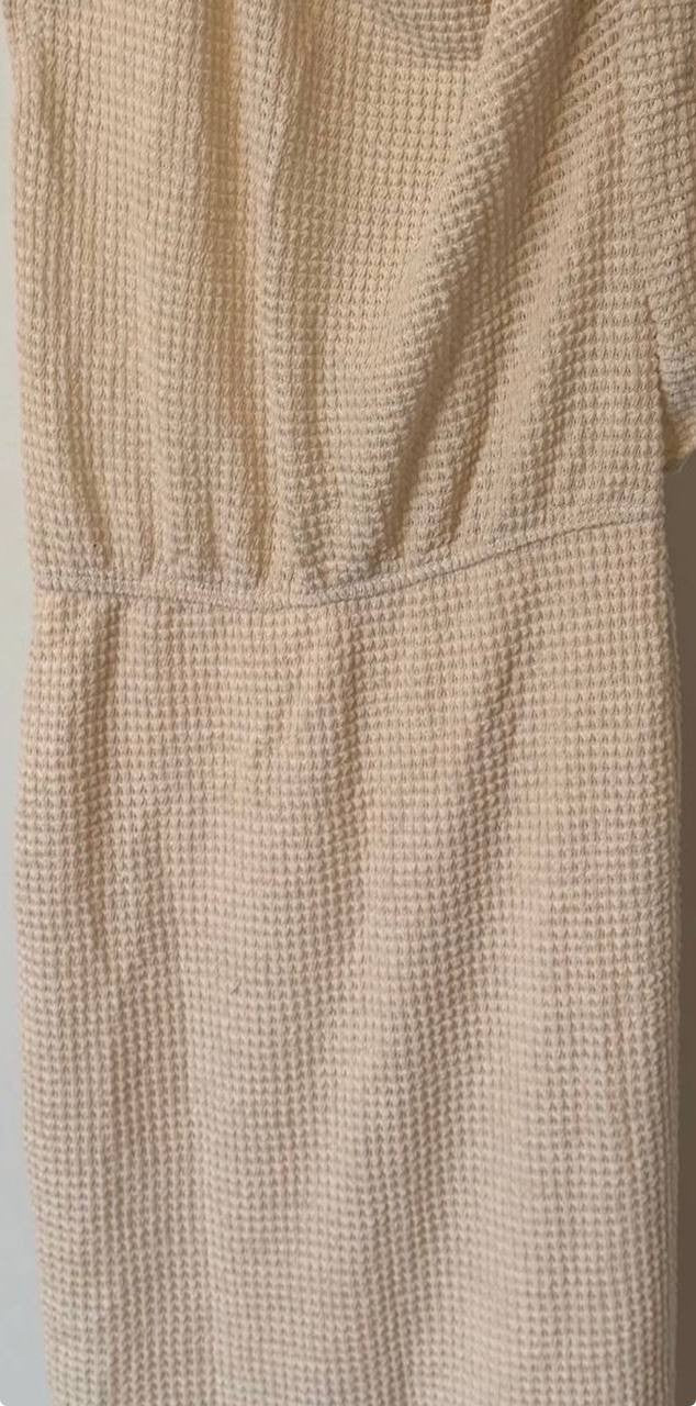 Cupshe Beige Waffle‑Knit Off‑Shoulder Midi Cover‑Up Dress Size S NWT msrp$57.99